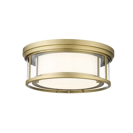 Z-Lite Willow 3 Light Flush Mount, Olde Brass & Inner White and Outer Clear 426F16-OBR